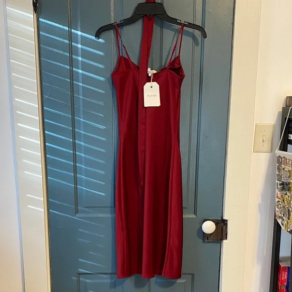 Simple Retro Draped Satin Cami Dress - Picture 6 of 7